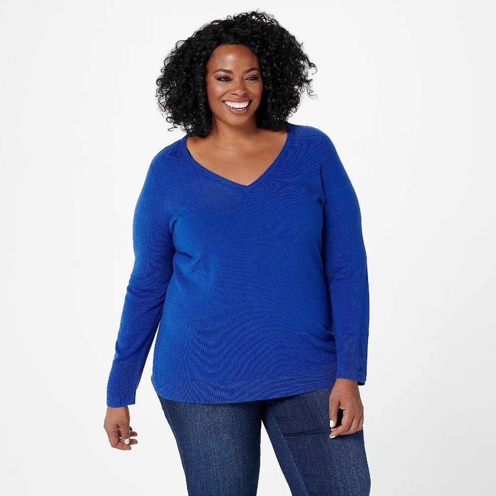 DENIM &‎ Co. Long-Sleeve V-Neck Sweater